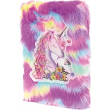 Ozcmax Çiçekli Unicorn Tasarımlı Peluş Hatırra Defteri