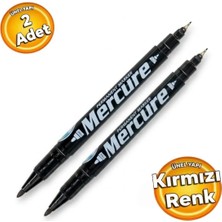 Mercure MC-170K Çift Taraflı Kalem CD Marker Kalem Kırmızı Renk (2 Adet)