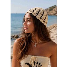 Wedo El Örgüsü Ajurlu Yazlık Bere Beanie %100 Pamuk Bohem Saç Aksesuarı