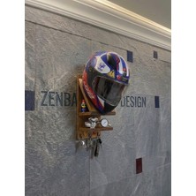 Zenba Design Ahşap Motor Kaskı Anahtarlık Askısı Rafı