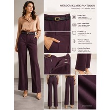 Fede Gold Tokalı Double Paça Klasik Pantolon – Mürdüm