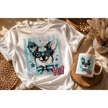 Gmt Ambalaj Hi! Köpek Baskılı Unısex T-Shirt ve Kupa Seti