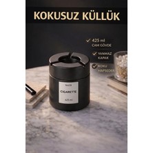 Genchome Homeware Kapaklı Kokusuz Küllük 425 ml | Cam Hazne, Koku Hapseden Sistem, Şık & Modern Sigara Küllüğü
