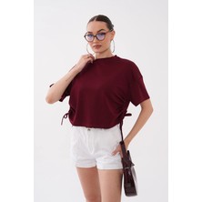 Mega Life Yandan Ip Büzgülü Kristal T-Shirt