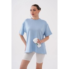 Mega Life Taş Yapıştırmalı Yırtmaçlı Kristal T-Shirt