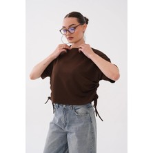 Mega Life Yandan Ip Büzgülü Kristal T-Shirt
