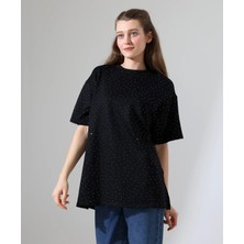 Mega Life Taş Yapıştırmalı Yırtmaçlı Kristal T-Shirt