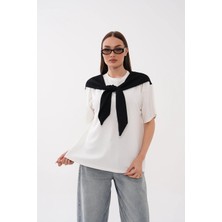 Mega Life Omuz Atkılı Arka Robalı Garnili Kristal T-Shirt