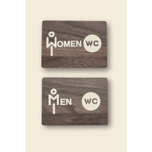 Kutaydan Women-Men Wc Yönlendirme Levhası- Ikili Set - Tesbih Ahşap