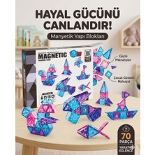 Mavi Su Dünyası Manyetik Yapı Blokları | Çocuklar Için 3 Boyutlu Renkli Mıknatıslı | 70 Parça Manyetik Blok Oyun Seti