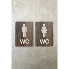 Kutaydan Kadın-Erkek Wc Yönlendirme Levhası- Ikili Set - Tesbih Ahşap