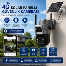 BGG Tech Güneş Panelli Solar Güvenlik Kamerası 2 Kameralı Hareket Takipli 4g Simkart Destekli Kamera