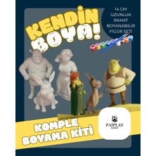 Paiplay Shrek ve Ailesi Boyama Figürü - Boyama Seti ve Şirek, Fiona, Eşek Figürleri