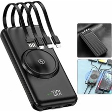 Techora Sale Wireless Powerbank 10000 Mah LED Ekranlı Dahili Kablolu Hızlı Şarj
