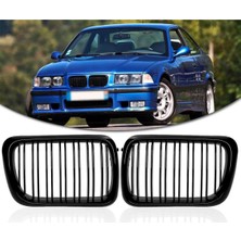 Bmw E36 (1992–1996) Çift Çıtalı Krom / Siyah Ön Panjur Böbrek Seti (Uyumlu Değişim Parça)