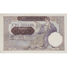 Banknoting Sırbistan 100 Dinar 1941 Iı. Dünya Savaşı 1929 Yugoslavya 100 Dinar Üstüne Sürşarj. Çilaltı.