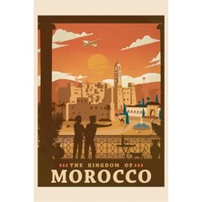 Universal Fas - Retro Seyahat Posteri Sanat Tablo Ahşap Poster Dekoratif