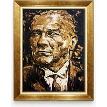 Tablore Atatürk Soyut Tasarım Kanvas Tablo - Modern Sanat Gold Çerçeveli Duvar Panosu