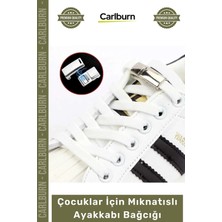 Carlburn #bağcık Beyaz Renk Klipsli Manyetik Lastikli Pratik Konforlu Çocuklar Için Mıknatıslı Ayakkabı Bağcığı