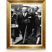 Tablore Mustafa Kemal Atatürk Lider Portresi Altın Çerçeveli Tablo