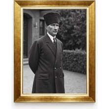 Tablore Mustafa Kemal Atatürk Kalpaklı Boy Resim Altın Varaklı Çerçeve Tablo
