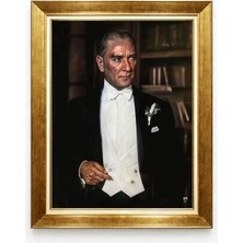 Tablore Atatürk Smokinli Frak Tasarımlı Çerçeveli Tablo - Prestijli Salon ve Ofis Tablosu