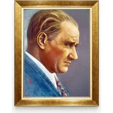 Tablore Atatürk Sanatsal Yağlı Boya Efektli Kanvas Tablo Modern Çerçeveli Tasarım