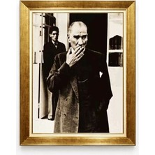 Tablore Mustafa Kemal Atatürk Retro Portre Altın Çerçeveli Kanvas Tablo