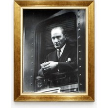 Tablore Atatürk Tren Penceresi Siyah Beyaz Nostaljik Kanvas Tablo