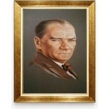  Tablore Atatürk Profil Portre Kanvas Tablo - Modern Klasik Altın Çerçeveli