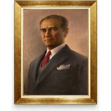 Tablore Atatürk Yağlı Boya Kanvas Tablo - Klasik Takım Elbiseli Atatürk Portresi - Lüks Dekoratif Tablo