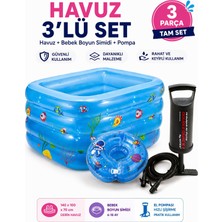 Empressco Fidan Oyuncak 140X100X70 cm Şişme Çocuk Havuzu ve Bebek Boyun Simidi Seti Pompa Hediyeli ( Mavi ) - Fiyatı, Yorumları