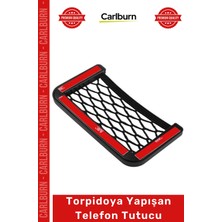 Carlburn Özel Üretim Siyah Araç Içi Fileli Cep Organizer Kaymaz Yapışkanlı Torpidoya Yapışan Telefon Tutucu