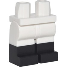 LEGO Minifigür Parçaları: Legs Decorated, Bacak, Ayak: 970C00PB0411 Beyaz Siyah