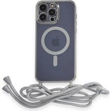 sbodurhome Apple Iphone 13 Pro Max Kılıf Divo Lazer Askılı Magsafe Kapak - Gümüş