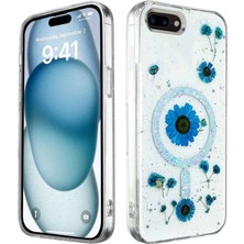 sbodurhome Apple Iphone 7 Kılıf Daisy Simli Magsafe Kapak - Mavi