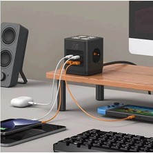 sbodurhome Akım Korumalı 3’lü Priz Gece Lambalı 25W 2xusb 2xtype-C Çıkış Yüksek Gerilim Koruma Priz