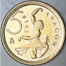Banknoting Ispanya 5 Peseta 1994 Hatıra-Aragon.