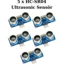 Atölye Elektronik 5 Adet HC-SR04 Ultrasonik Mesafe Sensörü - Arduino Uyumlu Temassız Ölçüm Modülü