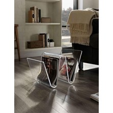 Ru Collection Dekoratif Gazete ve Dergi Standı, Modern Salon Ofis Kitaplık Düzenleyici, Şeffaf Pleksi Dergilik