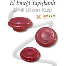 N Noxxo El Yapımı Yapışkanlı Simli Silikon Kulp, Dekoratif Çocuk Odası Dolap Kulbu Kırmızı
