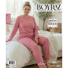 Marmara Qumasch Boyraz BPS-01729 Kadın Battal Uzun Kol Penye Pijama Takımı