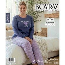 Marmara Qumasch Boyraz BPS-01803  Kadın Battal  Uzun Kollu Pijama Takımı