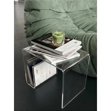 Ru Collection Pleksi Yan Sehpa Dergilikli Modern Akrilik Zigon Sehpa Minimal Tasarım