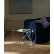 Ru Collection Yan Sehpa Şeffaf Pleksi Akrilik Zigon Masa Modern Minimal Tasarım Yan ve Dik Kullanıma Uygun