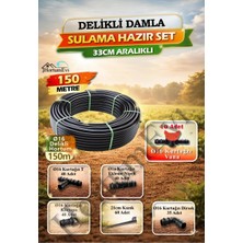 150 Metre 16mm Delikli Damla Sulama Seti – 33 cm Aralıklı Hazır Sistem Bahçe Sulama Hortumu