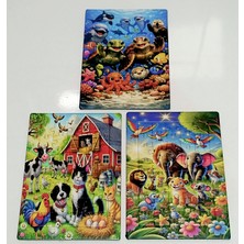 13X18 cm 40 Parçalı Hayvan Temalı 3'lüpuzzle