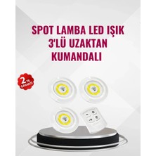 Nuveden Ieg 3 Lü Pilli Kablosuz LED Spot Lamba Seti Kumandalı Kolay Montaj Aydınlatma Glyaln