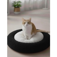 Beylini Kedi Köpek Yatağı Peluş Kumaş Minderli Konforlu Oyun Uyku Alanı Yatağı 50X50 (Siyah)