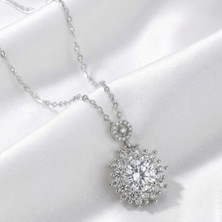 Lorivelle Vıp Pırlanta Montür Tektaş Güneş Çelik Kolye Gold ve Gümüş Renk Kararmaz